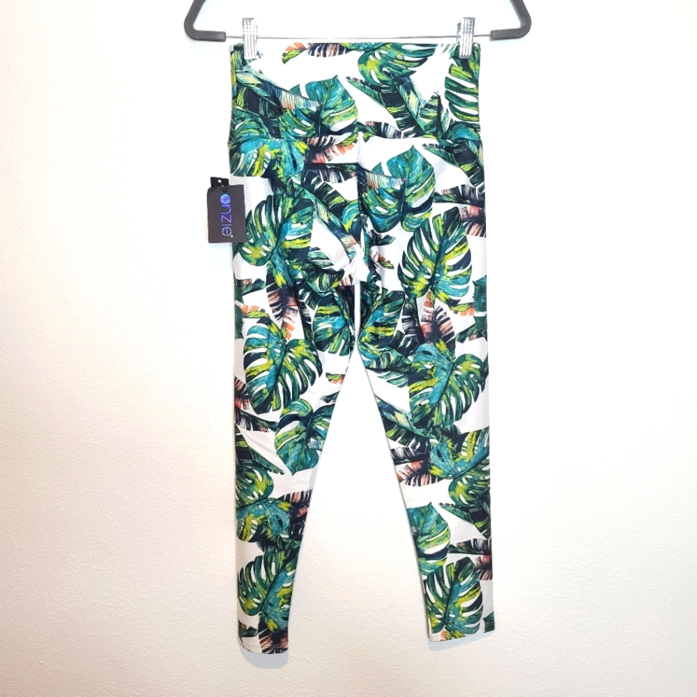 ONZIE Tropical Leaves Print High Basic Midi Leggings - Picture 11 of 12